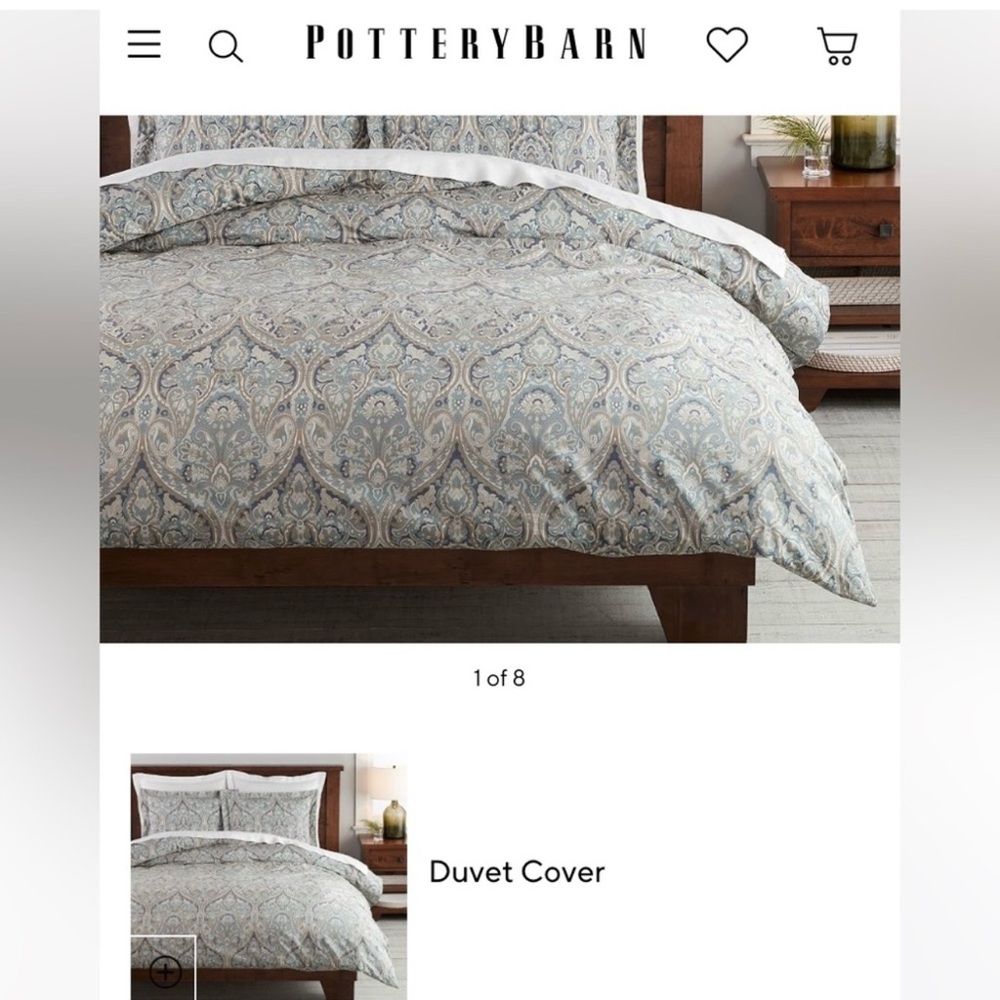 Pottery Barn Blue and Gray Duvet Cover